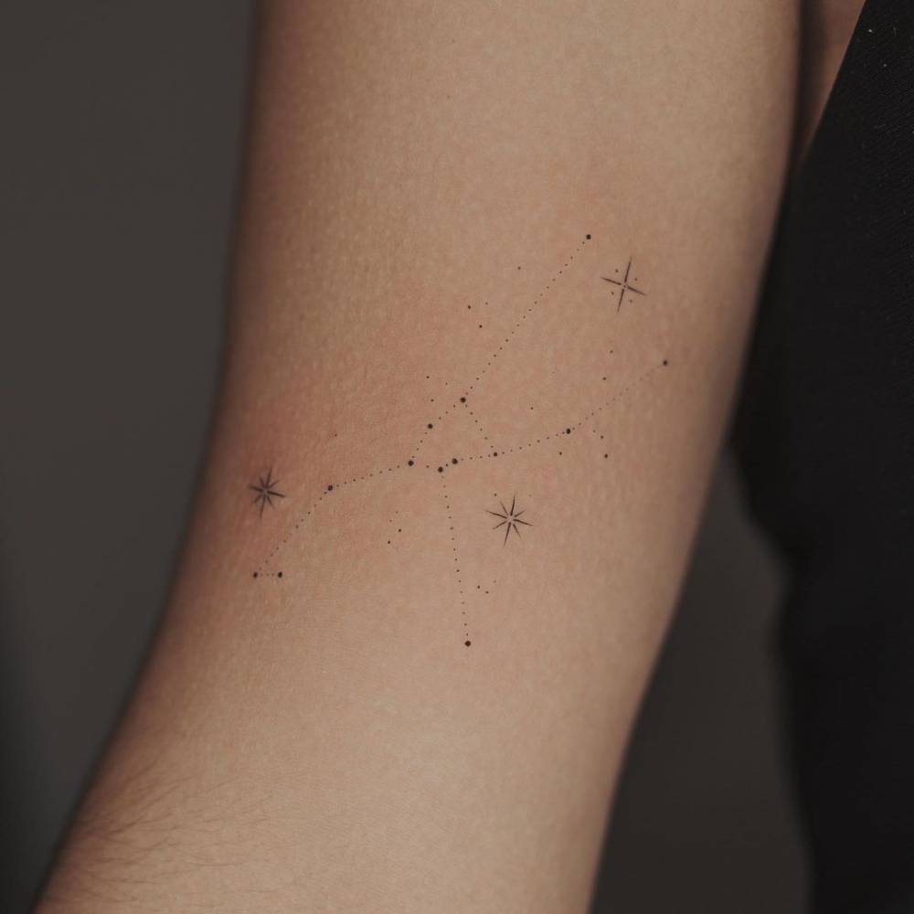 Minimalist Taurus Constellation Tattoo On The Bicep. 1000_x_1000_jpg