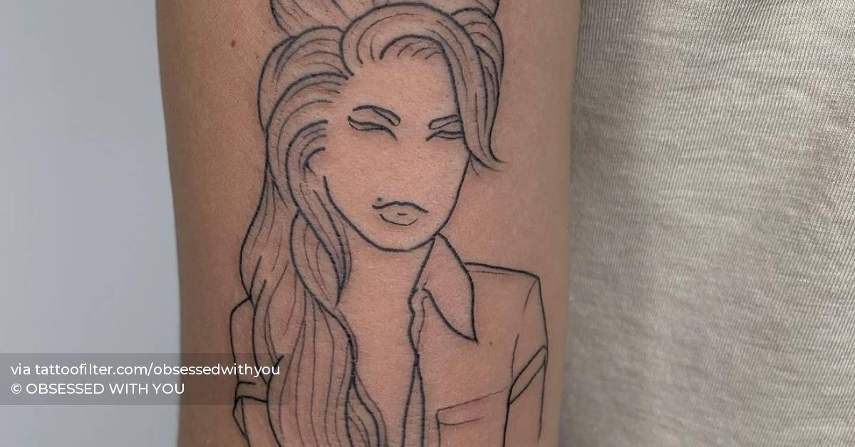 Line Art Amy Winehouse Portrait Tattoo On The Tricep. 628_x_1200_jpg