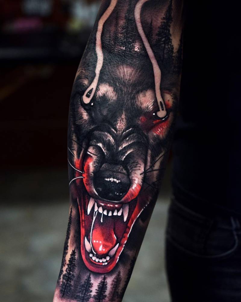 Realistic Wolf Portrait Tattoo On The Inner Forearm. 1000_x_800_jpg