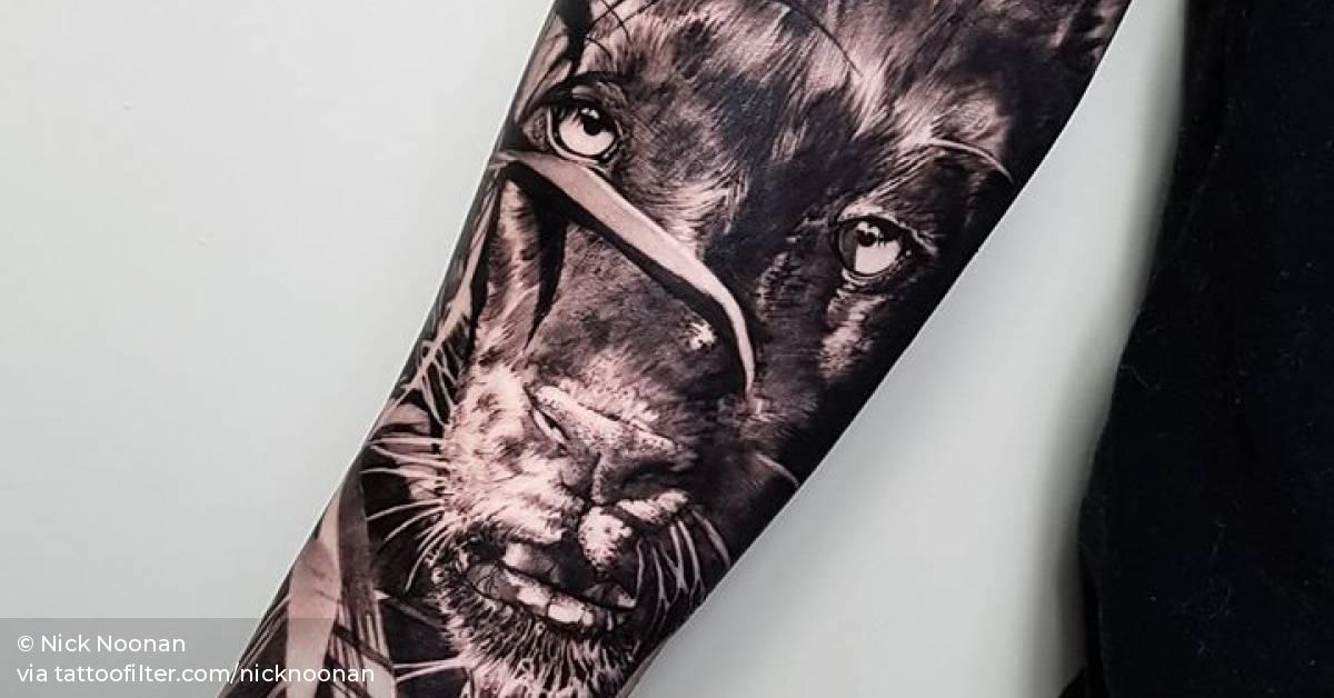 Black And Grey Panther Tattoo On The Right Inner 628_x_1200_jpg