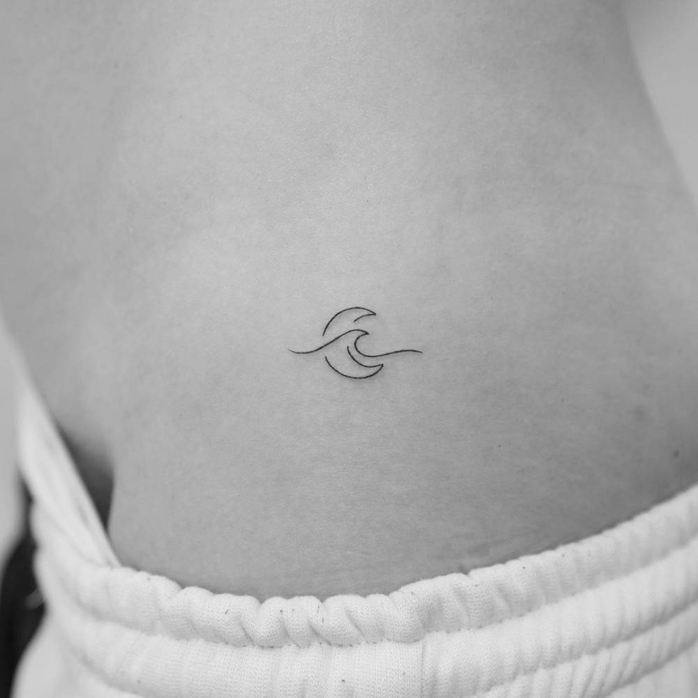 Minimalist Wave And Moon Tattoo On The Hip. 1000_x_1000_jpg