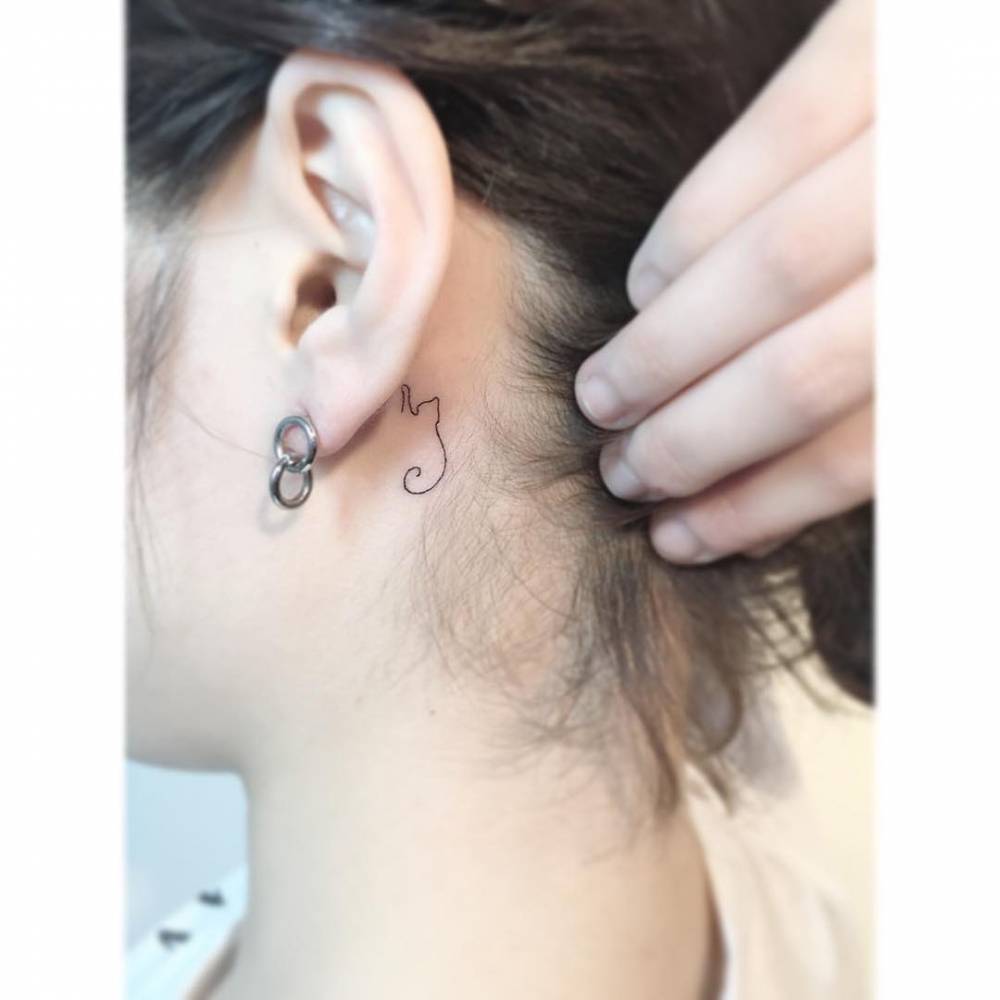 Minimalist Cat Tattoo Behind The Ear. 1000_x_1000_jpg