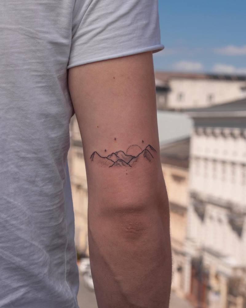 Hand Poked Mountains Tattooed On The Tricep. 1000_x_800_jpg
