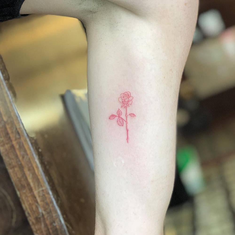 Red Ink Red Rose Tattoo On The Left Inner Arm. 999_x_1000_jpg