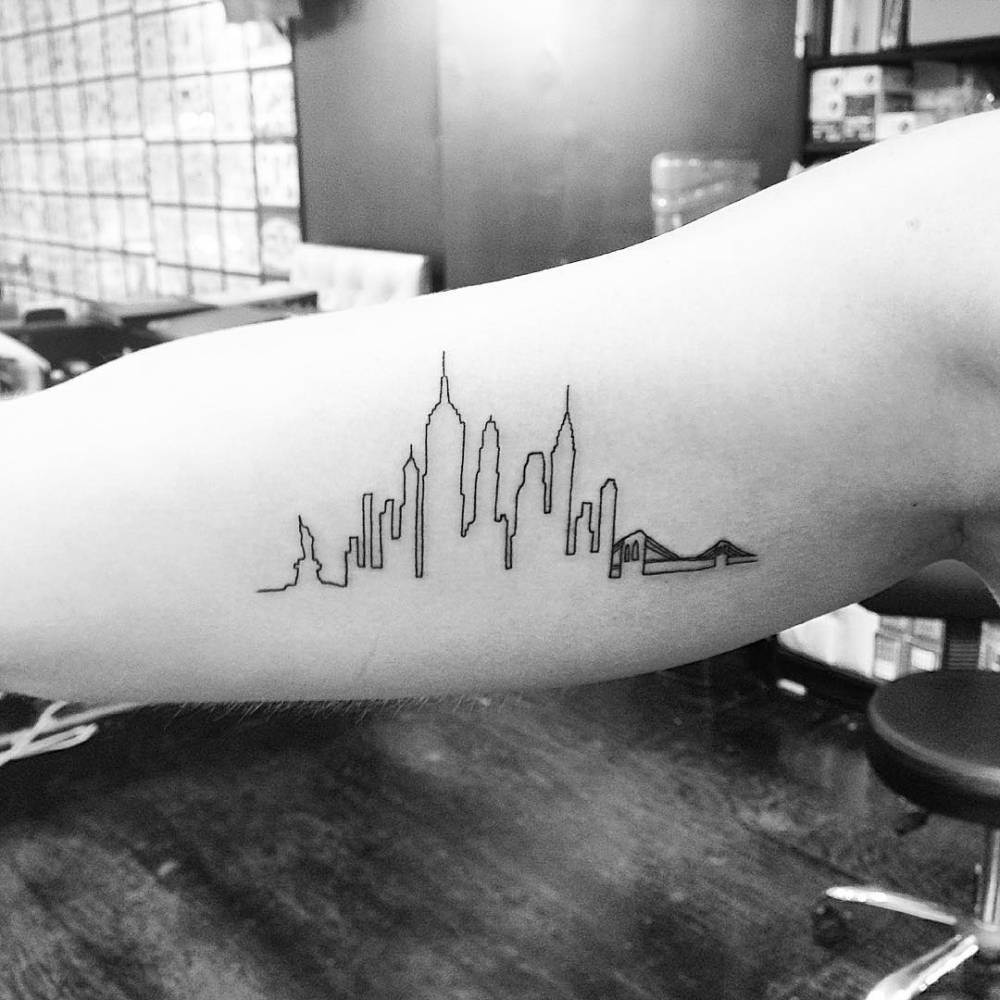 New York Skyline Tattoo On The Right Inner Arm. 1000_x_1000_jpg