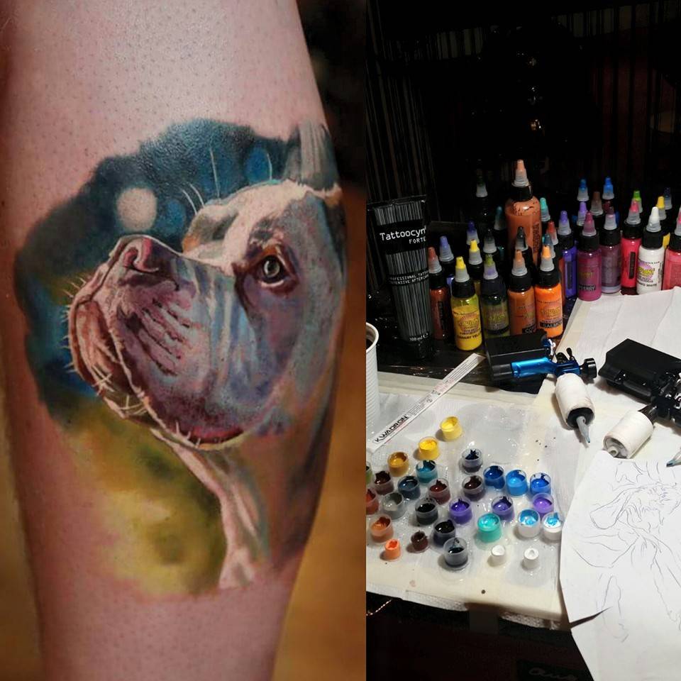 Realistic White Boxer Dog Portrait Tattoo. 960_x_960_jpg