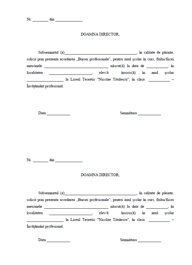 Informăm că pentru rezolvarea cererii dumneavoastră, întrucât instituția noastră nu deține. Cereri Secretariat Ltnt