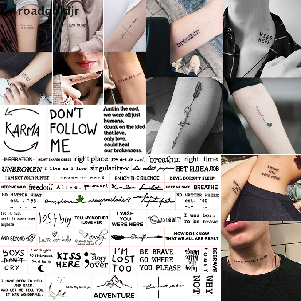 Rgj 56Pcs Impermeable Temporal Tatuaje Pegatina Inglés Letras Tatoo Falso Tatto Cuello Oro | Shopee Chile 1024_x_1024_jpg