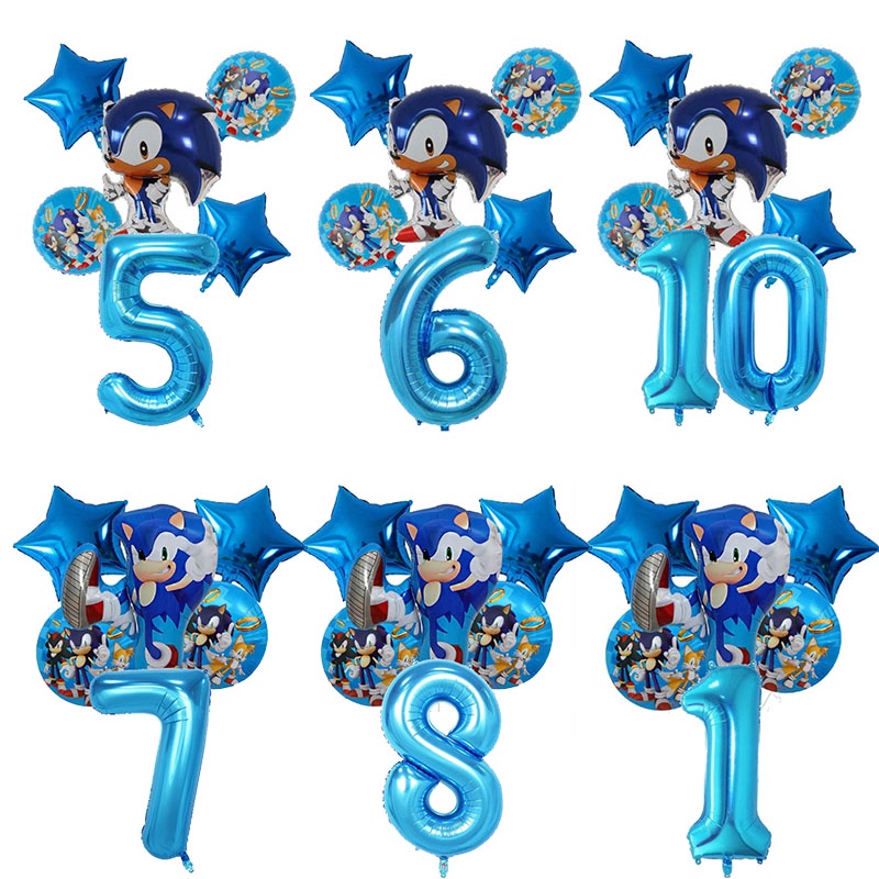 Carrera de soplidos · 5. 6 Pzas Juego De Globos Sonic The Hedgehog Fiesta De Cumpleanos Decoracion De Juguetes Para Ninos Conjunto De Dibujos Animados Regalo Shopee Chile