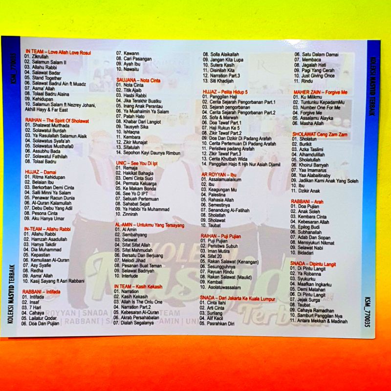 Jual KASET MP3 AUDIO MUSIK 100 LAGU NASYID RELGI TERBARU - MAHER ZAIN - IN  TEAM - RAIHAN -LAGU RELIGI NEW Indonesia|Shopee Indonesia