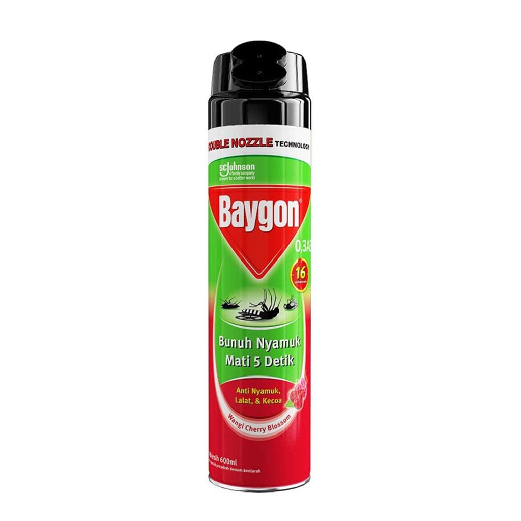 Jual Semprotan Nyamuk Baygon Kecoa Semut Serangga Lalat Rayap Cherry  Blossom Double Nozzle 600ml Indonesia|Shopee Indonesia