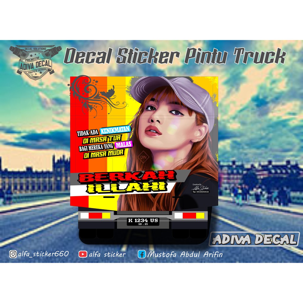 Tak jarang dari tulisan maupun gambar pada bak truk ini . Decal Sticker Pintu Belakang Truck Stiker Cewek Lisa Pintu Belkang Truk Shopee Indonesia
