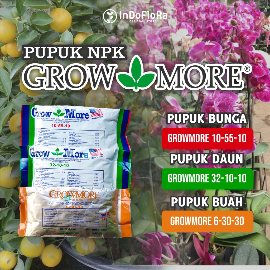 PUPUK NPK PERTUMBUHAN BUNGA BUAH DAN DAUN GROWMORE 100GR | Shopee Indonesia