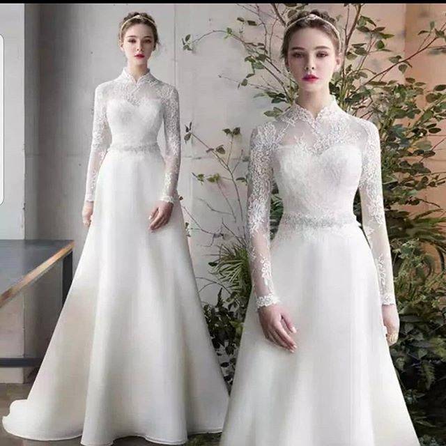 13 model gaun pengantin muslimah yang elegan (foto: Jual Baju Pengantin Lengan Panjang Dress Pengantin Simple Gaun Wedding Lace Gaun Pengantin Hijab Shopee Indonesia