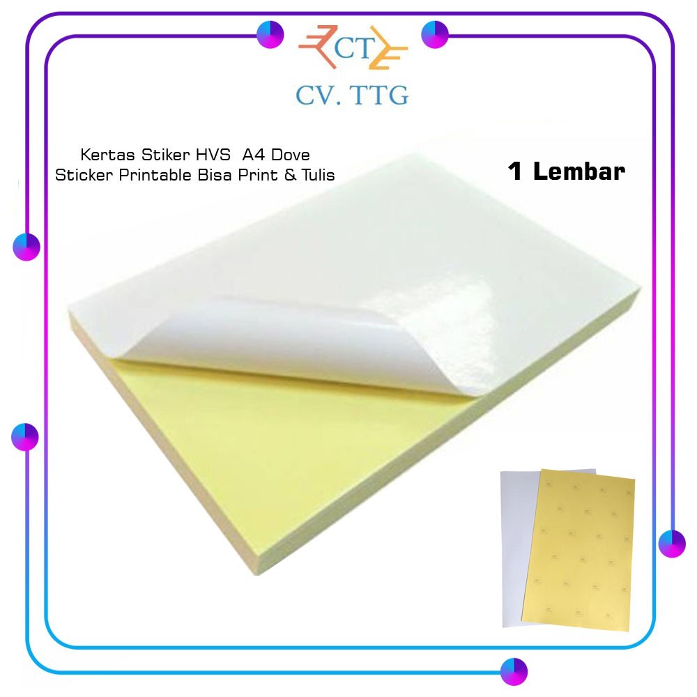 Kertas Stiker HVS A4 Dove 1 Lembar Sticker Printable Bisa Print &amp;Tulis |  Shopee Indonesia