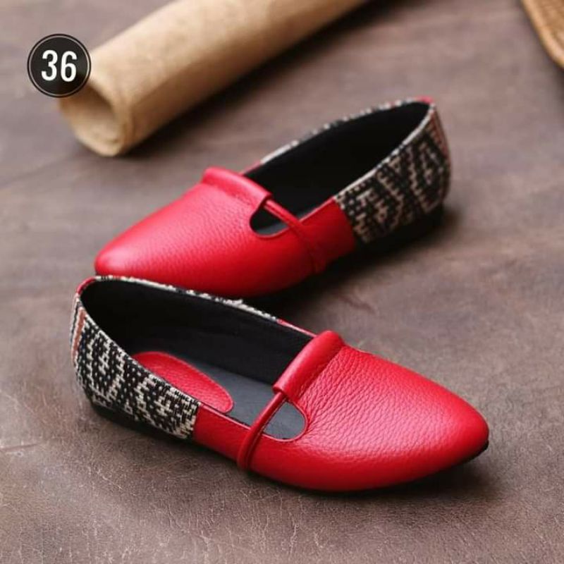 FLAT SHOES SIZE 36, SEPATU ETNIK, SEPATU TENUN ASLI NTT, SEPATU HANDMADE  KULIT | Shopee Indonesia