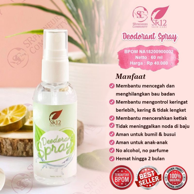 Jual SR12 Deodorant Spray Deodorant Herbal Penghilang Bau Badan dan  Pencerah Ketiak BPOM Indonesia|Shopee Indonesia