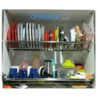 Rak piring bahan stainless steel untuk pemasangan dalam lemari kabinet pada kitchen set ukuran untuk lemari kabinet 600 mm 700 mm 800 mm 900 . Rak piring di dalam kabinet kitchen set rak dapur rak