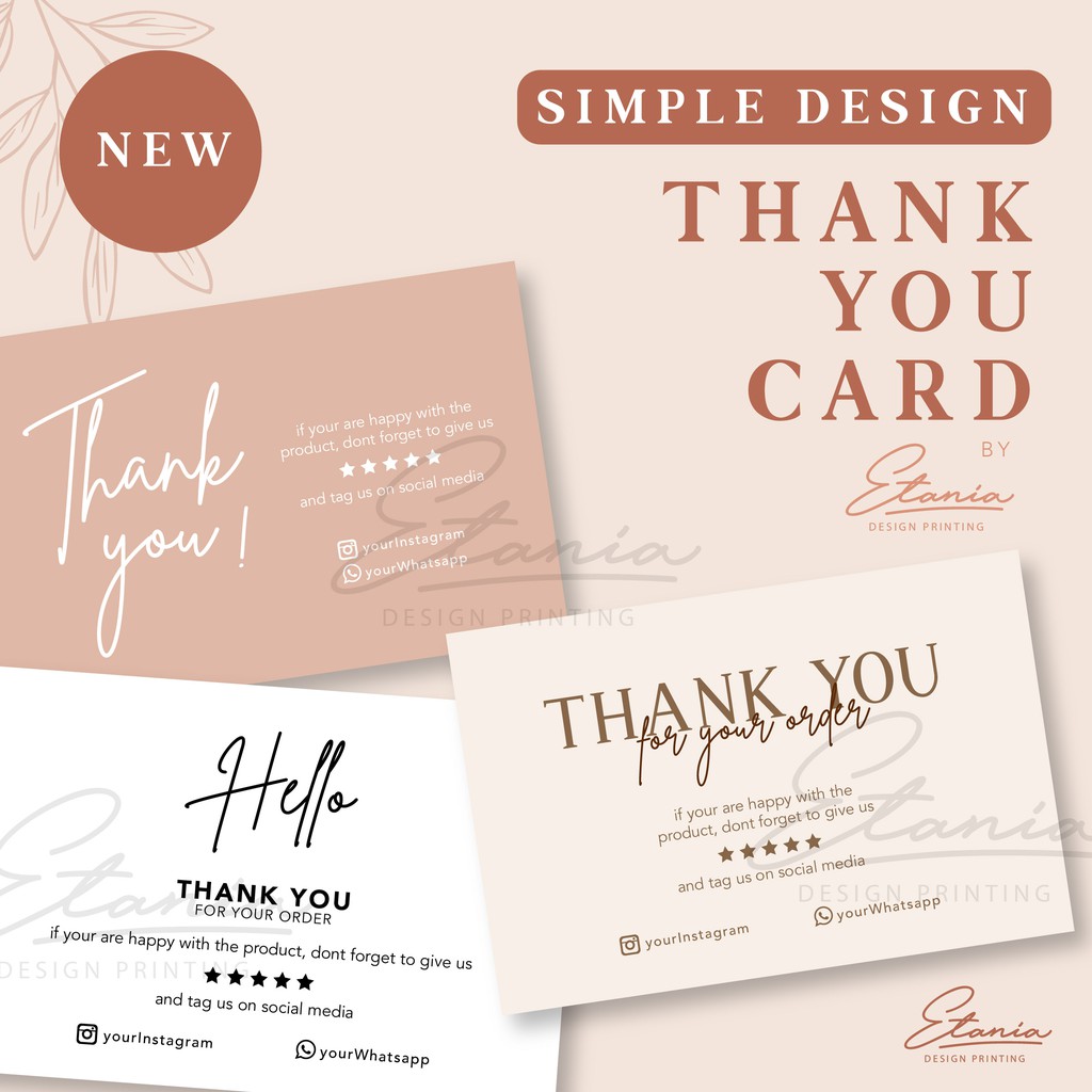 Thank you card / thankyou card custom / thank you card online shop small  bisnis / kartu ucapan | Shopee Indonesia