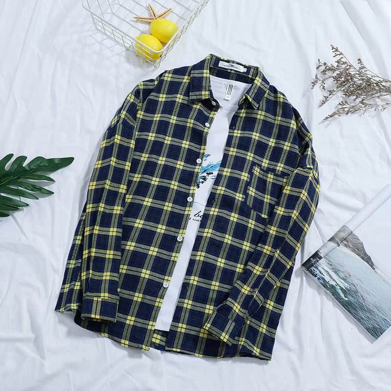 Kemeja jenis ini banyak disukai khusunya oleh para pria. 2019 Kemeja Pria Dengan Model Potongan Longgar Lengan Panjang Dan Motif Kotak Kotak Bergaya Retro Shopee Indonesia