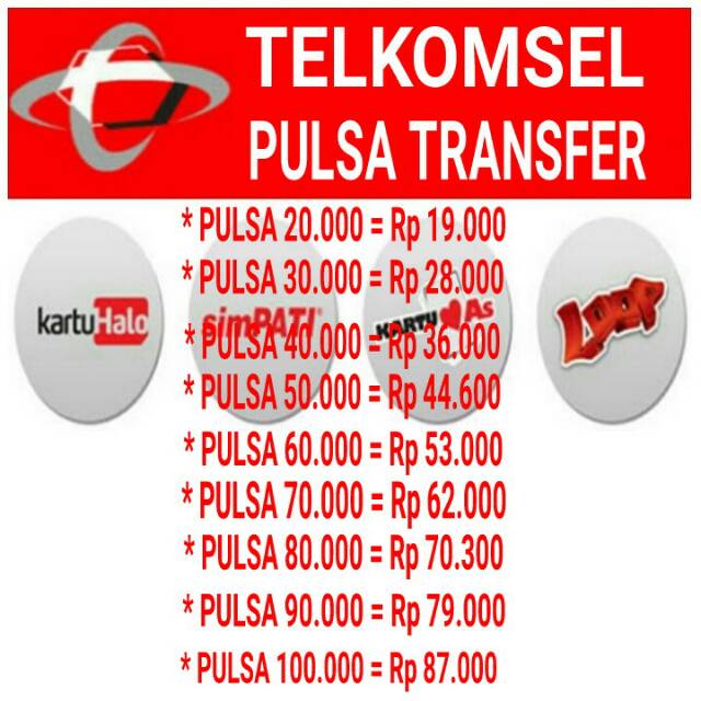 TELKOMSEL PULSA TRANSFER 20K/30K/40K/50K/60K/70K/80K/90K/100K | Shopee  Indonesia