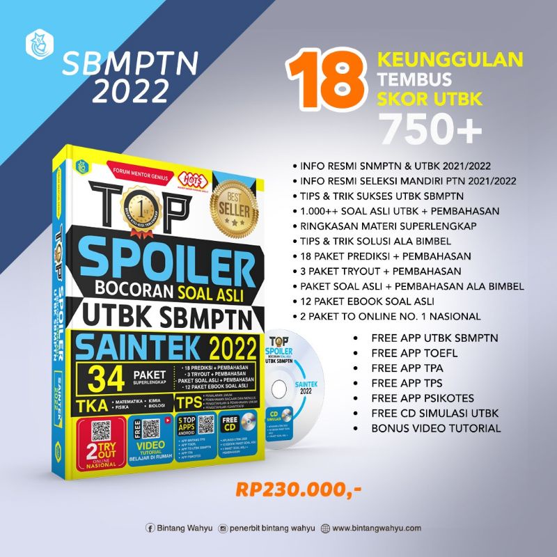 Seperti di ketahui bahwa jadwal pendaftaran masuk ptn tahun ajaran 2021/2022 meliputi: Preorder Top Spoiler Bocoran Soal Asli Utbk Sbmptn Saintek Dan Soshum 2022 Shopee Indonesia