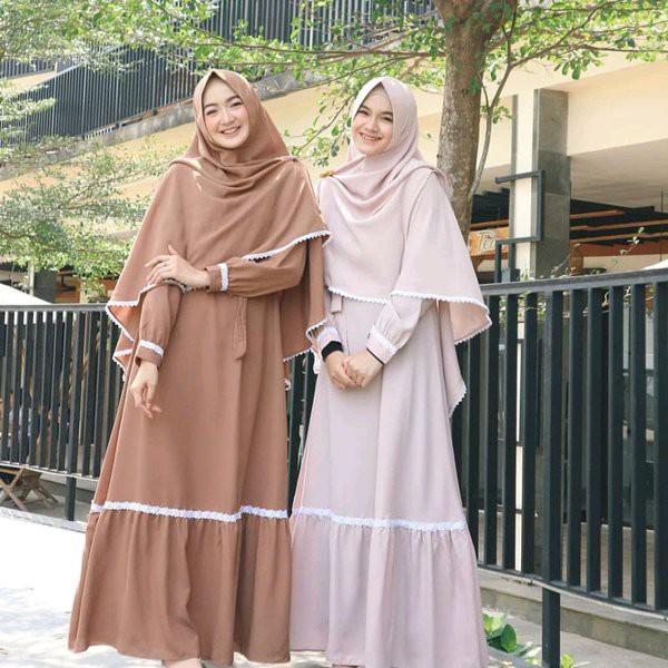BAJU GAMIS SYARI MUSLIM TERBARU GAMIS WANITA SETELAN DRESS SET KHIMAR  FASHION REMAJA KEKINIAN TRENDY | Shopee Indonesia