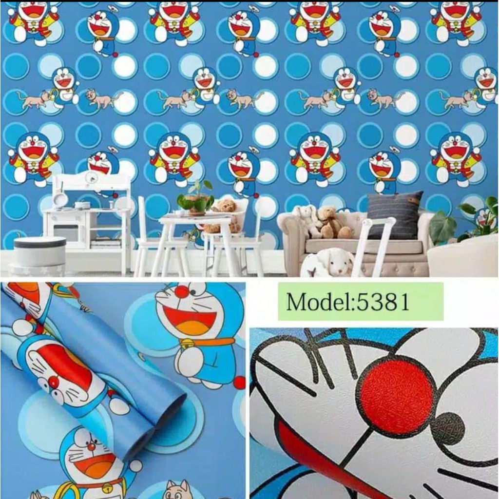 Kamu bisa menemukan berbagai motif wallpaper doraemon . Jual Store Wallpaper Dinding Motif Doraemon Folkadot Bulat Size 45cm X 10m Indonesia Shopee Indonesia