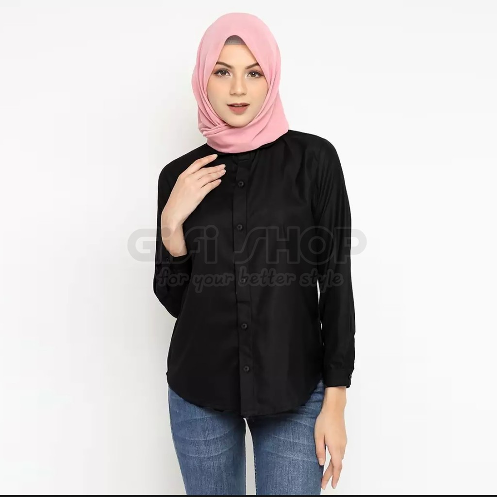 Jual Kemeja Kantor Hitam Wanita / Kemeja Formal Hitam Wanita / Kemeja Hitam Kantor Wanita Bahan Melar Indonesia|Shopee Indonesia 1024_X_1024_jpg