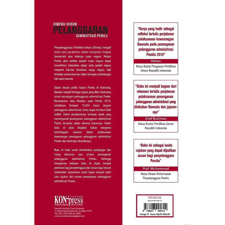 Jual Dimensi Hukum Pelanggaran Administrasi Pemilu Indonesia|Shopee  Indonesia