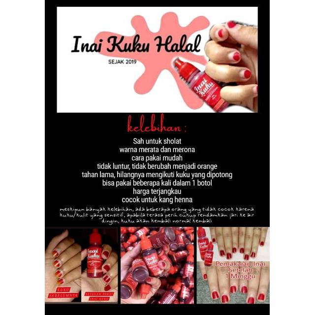 Namun, apakah aman menggunakan henna pada kuku atau kulit? Inai Kuku Halal Nail Henna Hena Kuku Cantik Awet Tahan Lama Halal Henna Syah Buat Solat Pacar Kuku Shopee Indonesia