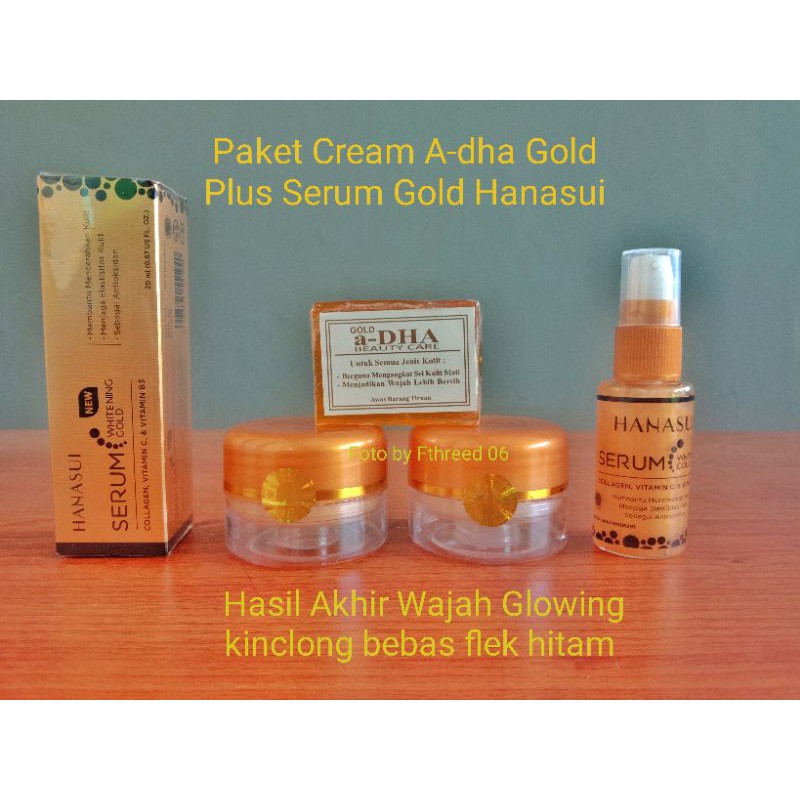 Inilah dia a dha img nih . Paket Adha Gold Cream Pemutih Wajah Glowing Bebas Flek Hitam A Dha Gold Plus Serum Gold Hanasui Shopee Indonesia