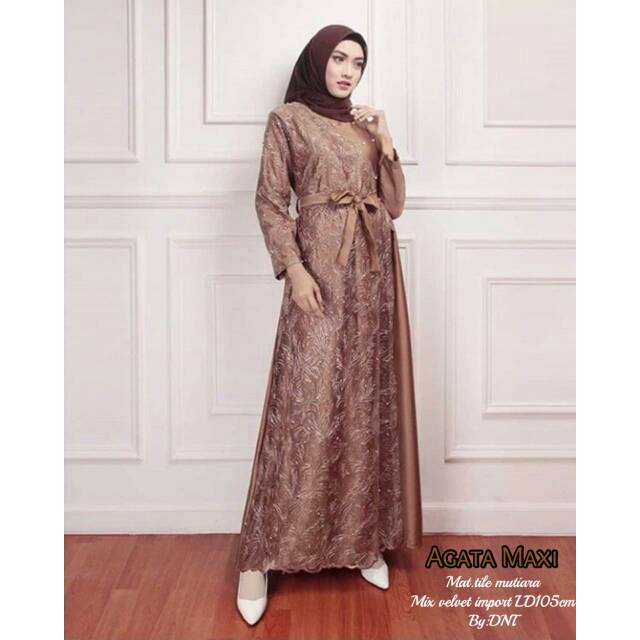 Beli gamis tile mutiara model & desain terbaru harga murah 2021 di tokopedia! Gaun Pesta Muslimah Gamis Tile Mutiara Agata Maxi By Dnt Shopee Indonesia