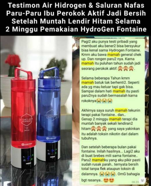 14/08/2019 · air hidrogen merupakan air biasa yang mengandung molekul hidrogen tambahan yang diklaim bisa mencegah stres oksidatif dan kerusakan sel. Jual Hydrogen Fontaine Air Hidrogen Kesehatan Air Kesehatan Minuman Kesehatan Indonesia Shopee Indonesia