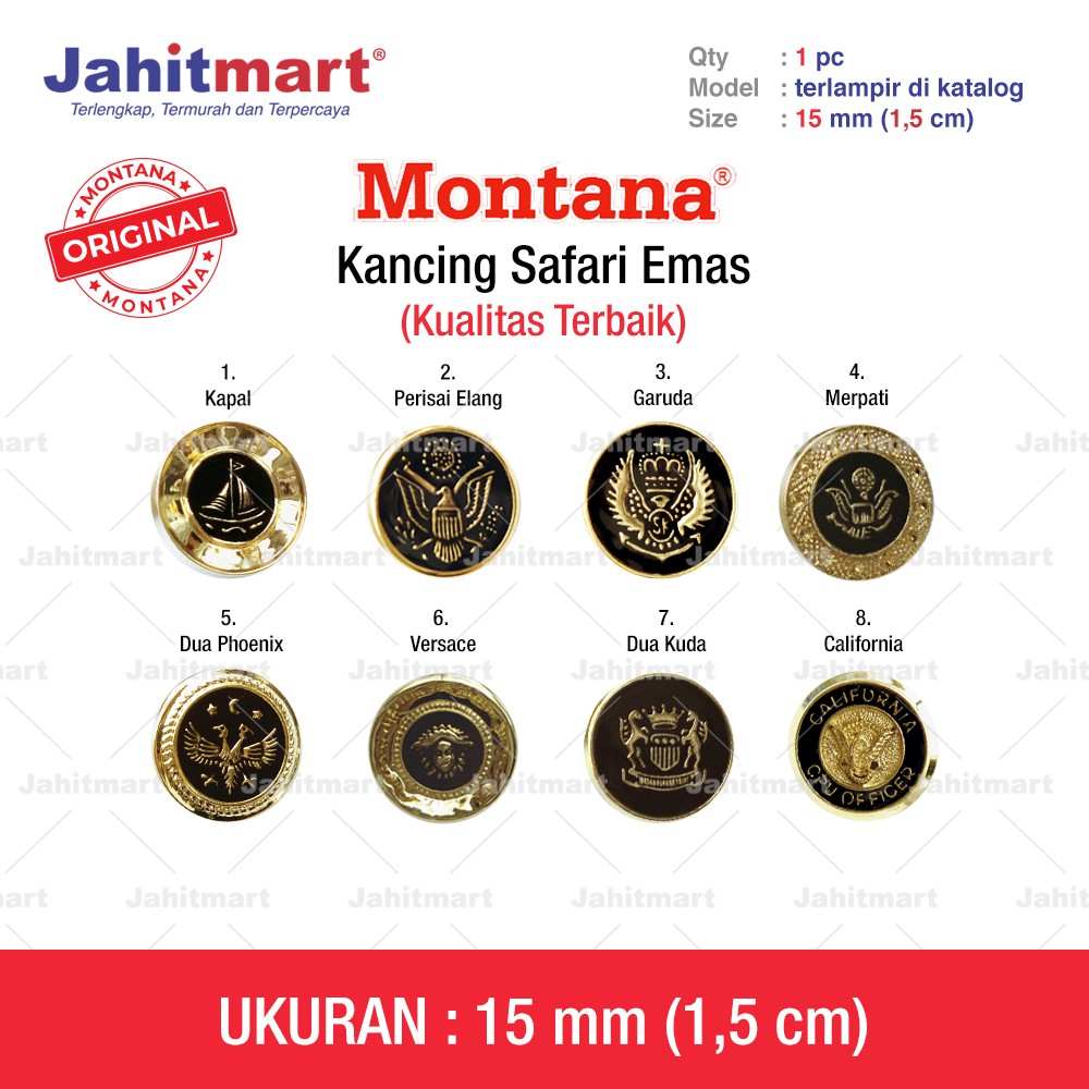 Jual Kancing Safari Emas 15mm Indonesia|Shopee Indonesia