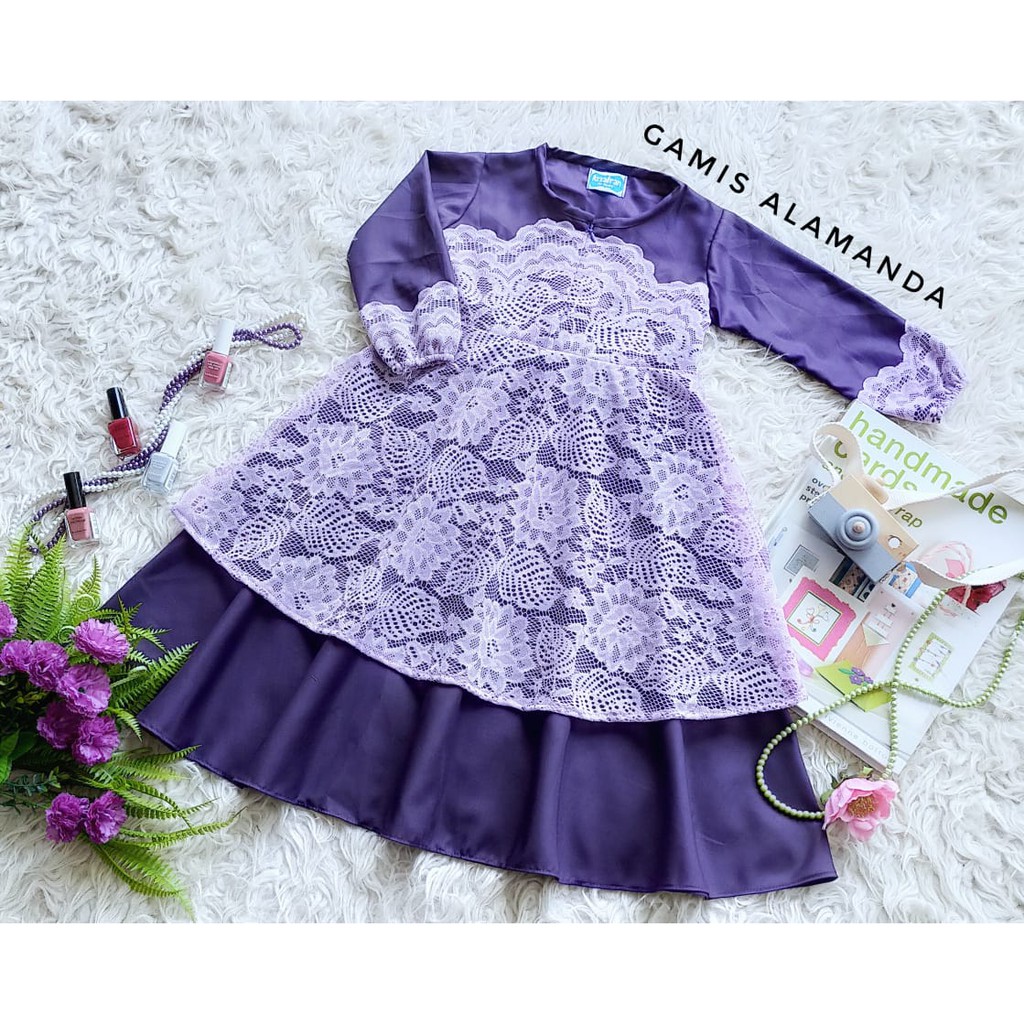 Baju ungu tua cocok dengan jilbab warna apa, paduan warna ungu lavender, . Gamis Alamanda Warna Ungu Tua Combi Pink Usia 6 7 Tahun Readystock Shopee Indonesia