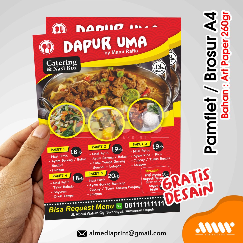 CETAK BROSUR / MENU MAKANAN UK A4 MIN. 10LBR AP260GR | Shopee Indonesia