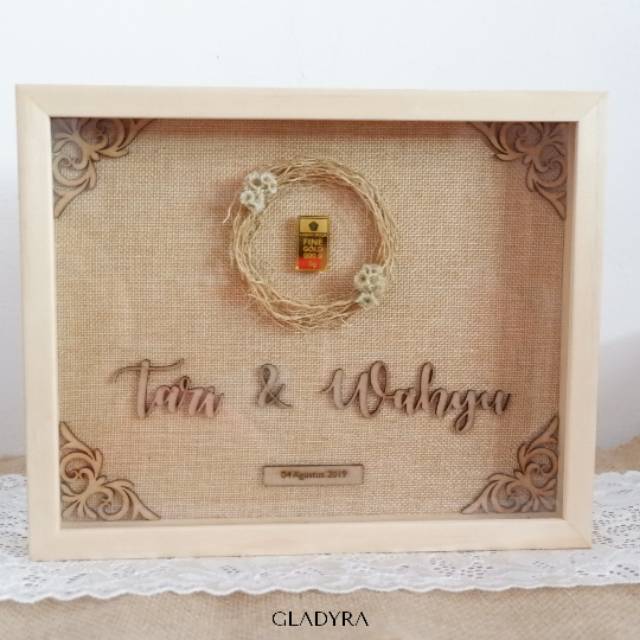Tapi ada juga yg dah kahwin tapi nak framekan mas kahwin, buat hadiah anniversary or. Custom Frame Mahar Rustic 3d Mas Kawin Logam Mulia Shopee Indonesia