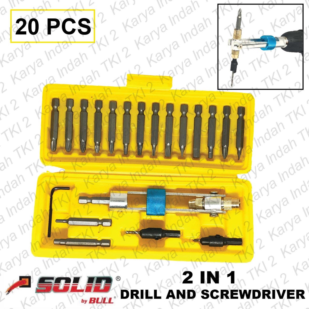 Mata Bor 2 IN 1 Obeng SOLID Drill And Screwdriver Bit Bolak Balik Sekrup  SET 20 PCS | Shopee Indonesia