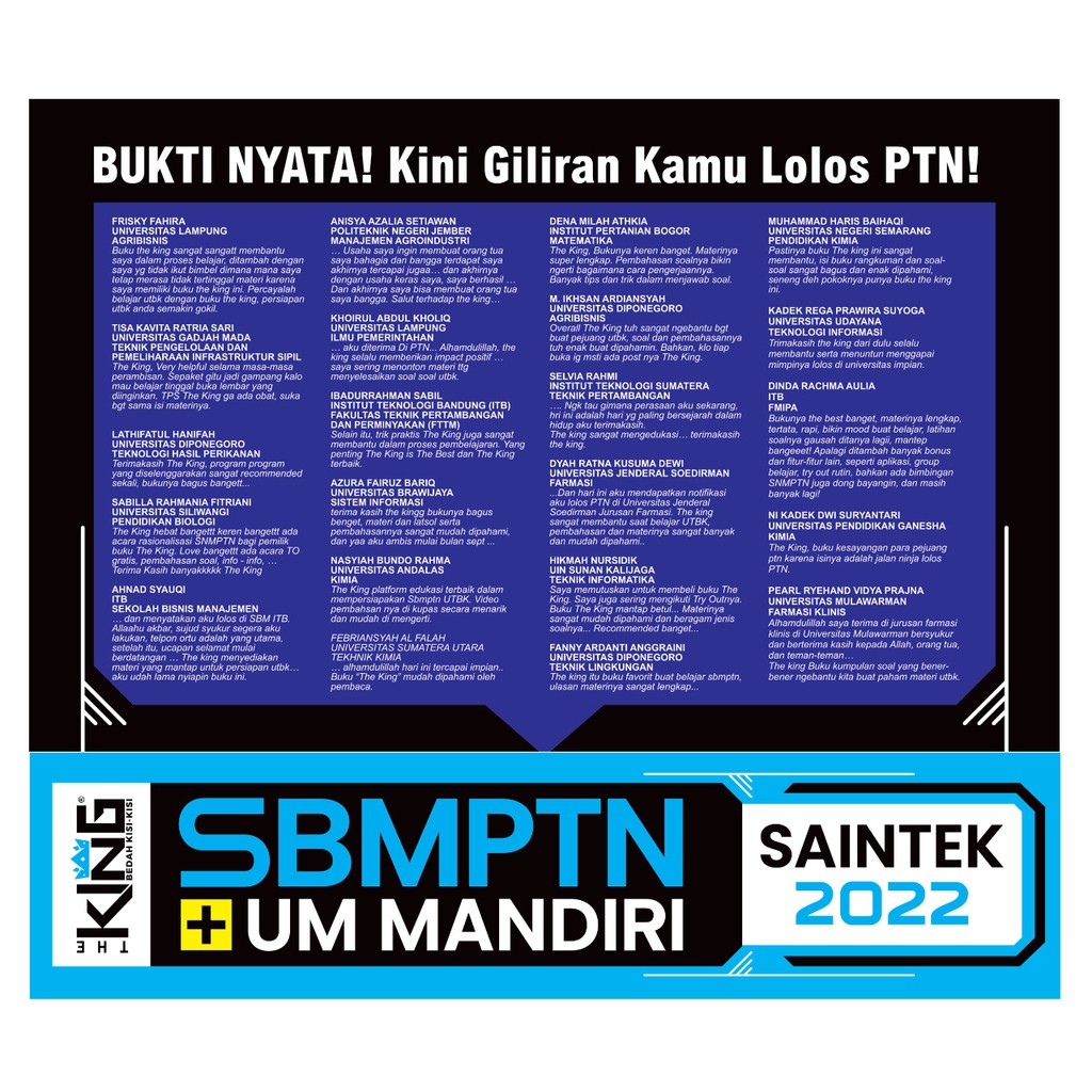 Aug 27, 2021 · contoh soal sbmptn manajemen. Buku Sbmptn Saintek The King Bedah Kisi Kisi Sbmptn Um Mandiri Saintek 2022 Tka Tps Utbk Saintek Shopee Indonesia