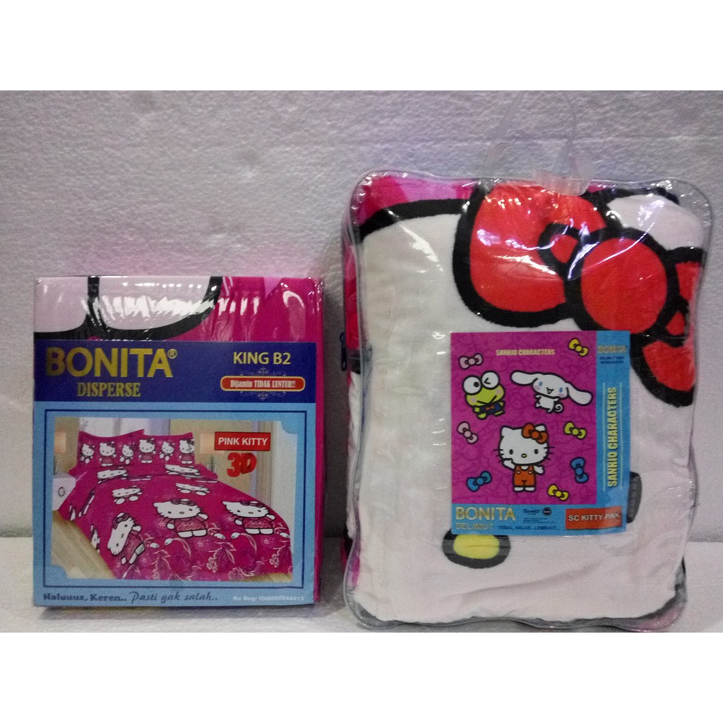 Jual Couple Sprei Dan Selimut Super Lembut Dan Tebal Merk Bonita - PINK  KITTY Indonesia|Shopee Indonesia
