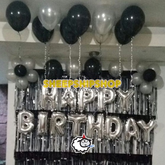 PAKET HAPPY BIRTHDAY &ldquo;BALON TERBANG&rdquo; Tirai Balon Huruf Balon Latex Lem Balon  Dekorasi Ulang Tahun | Shopee Indonesia