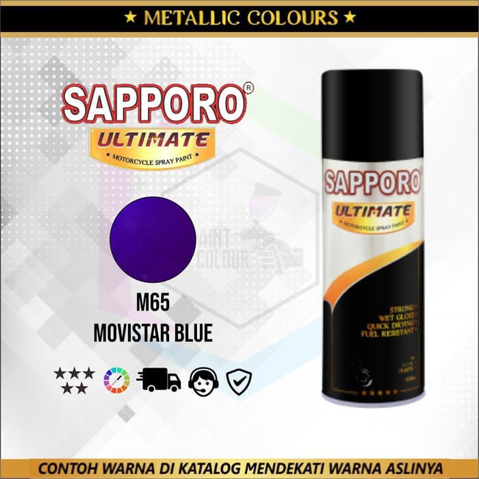 Sapporo ultimate m78 rcb gold / sapporo spray / cat sapporo / pilok . Sapporo Ultimate M65 Movistar Blue 400ml Cat Sempot Warna Movistar Blue Untuk Body Motor Mobil Shopee Indonesia