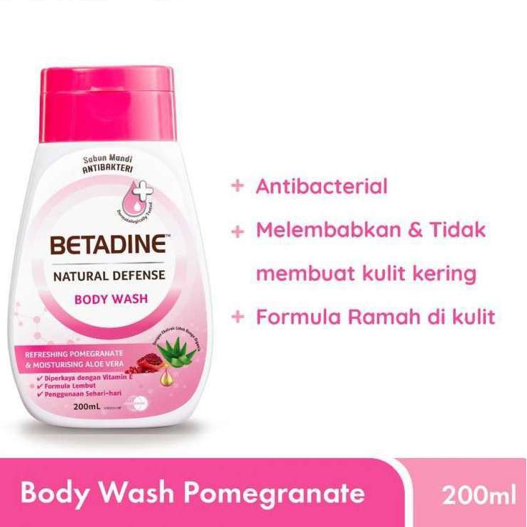 Jual BETADINE Body Wash Sabun Mandi Anti Bakteri Pomegranate &amp; Aloe Vera  500ml / 400ml / 200ml Indonesia|Shopee Indonesia