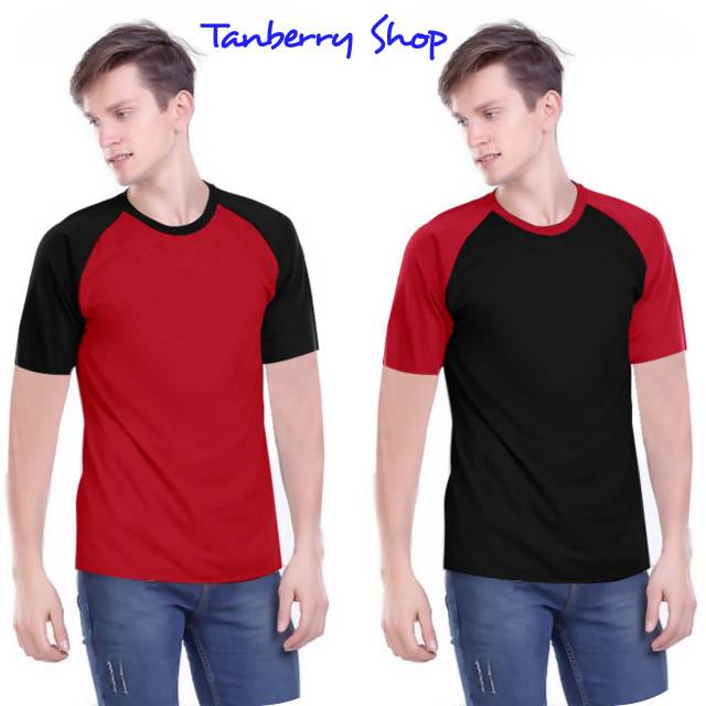 Kaos polos merah depan belakang desain kaos polos lengan panjang depan . Kaos Raglan Polos Lengan Pendek Kombinasi Merah Hitam Shopee Indonesia