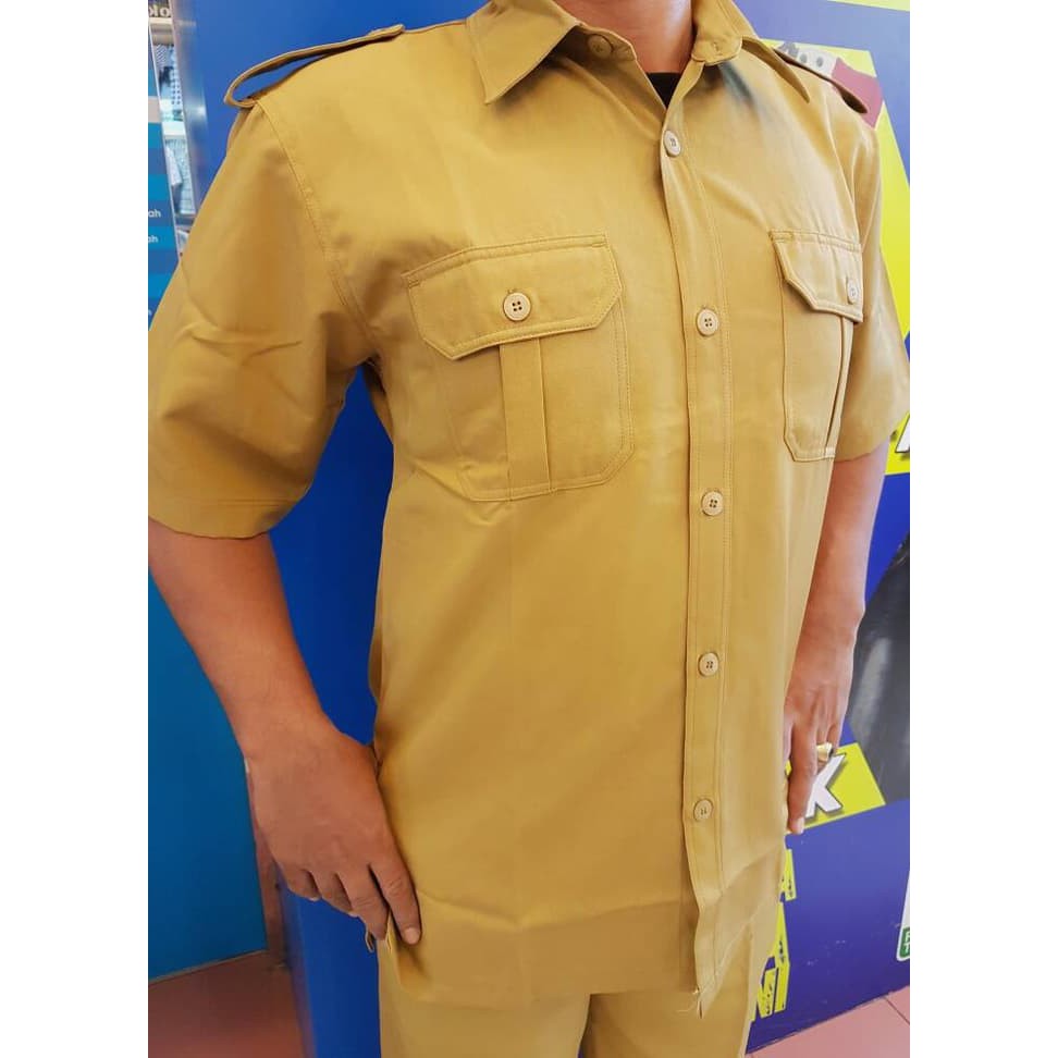 Jual JUAL BAJU PRIA TERBARU C4W8D Baju Seragam PEMDA Coklat, Setelan Pemda,  PNS Pemda, Kemeja dan Celana Indonesia|Shopee Indonesia