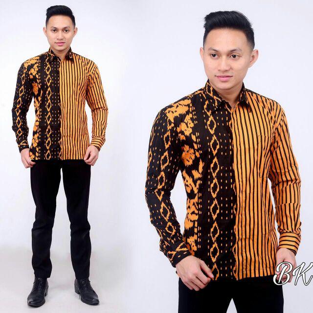 Jual Kemeja Hem Baju Batik Pria Lengan Panjang Motif Songket Salur Kombinasi  BK20-5 Indonesia|Shopee Indonesia