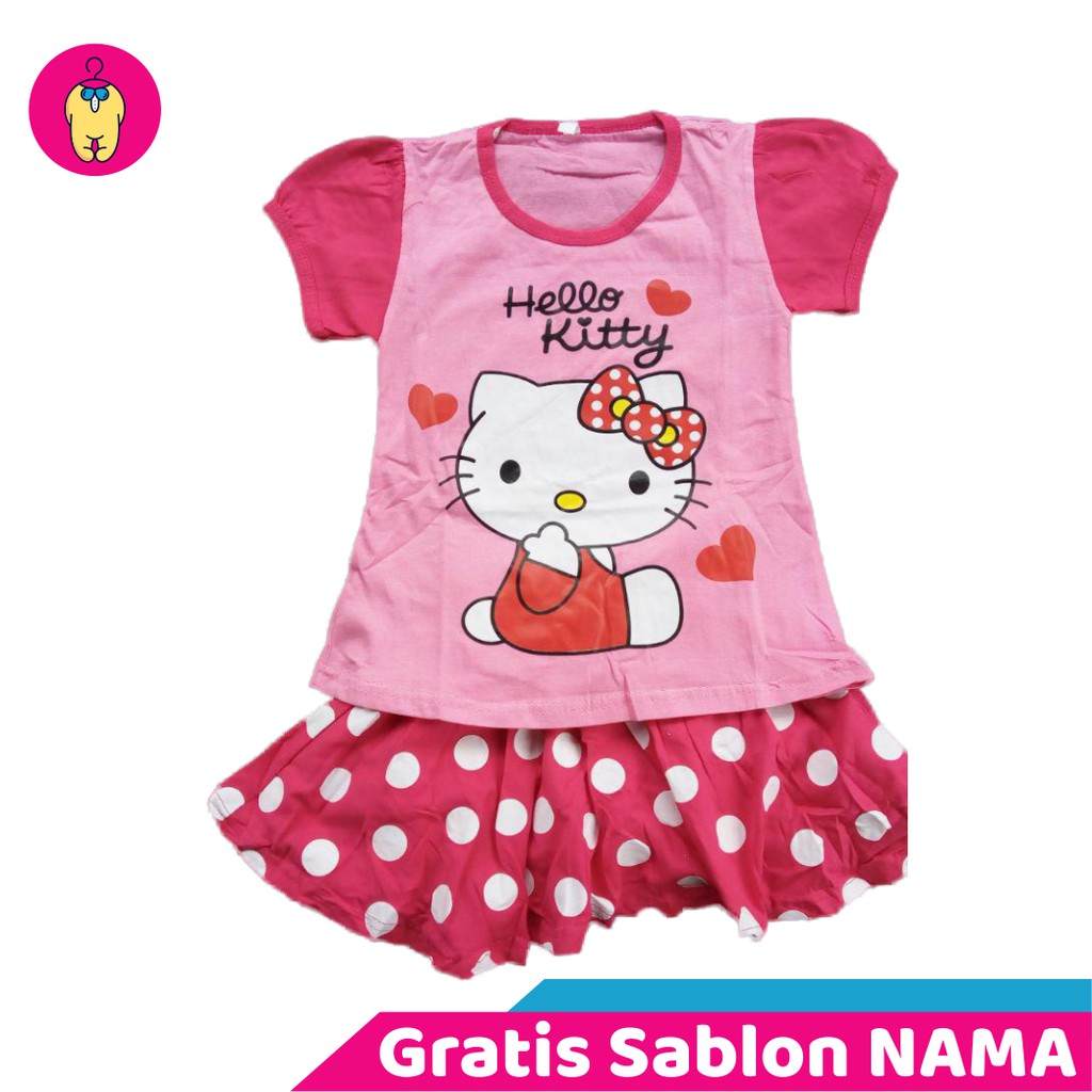 Kalau anaknya perempuan, belikan baju warna pink . Baju Anak Setelan Hellokitty Pink Kaos Anak Perempuan Murah Gratis Custom Nama Shopee Indonesia