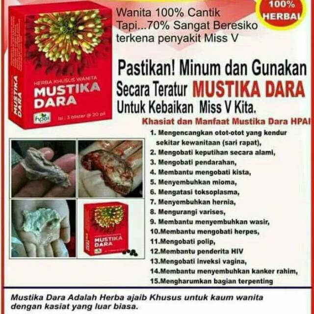 Kemudian saya mengonsumsi produk herba dari hni, yaitu mustika dara 3x2 tablet dan gamat 3x2 kapsul. Mustika Dara Hpai Obat Keputihan Obat Kista Obat Myom Shopee Indonesia