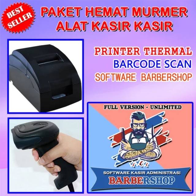 Jual Paket kasir POS lengkap printer thermal barcode scanner software kasir  salon barbershop Full versi Indonesia|Shopee Indonesia